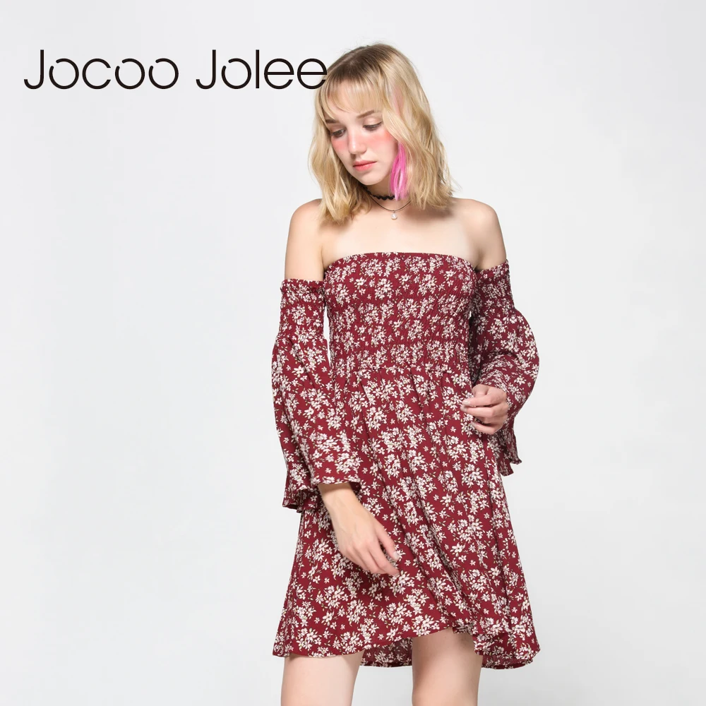 Женское платье с цветочным принтом Jocoo Jolee Пляжное Платье вырезом лодочкой и