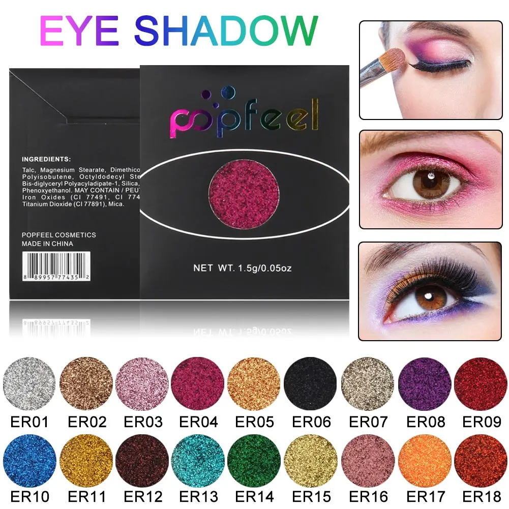 

Professional Single Color Shiny Eyeshadow Palette Makeup Glitter Blingling Eye Shadow Powder Cosmetics 998