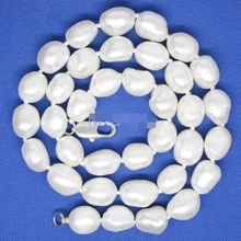 Горячая распродажа~~ красота естественный белый барокко с жемчугом и нефритом ручной работы ожерелье 1" ювелирные изделия