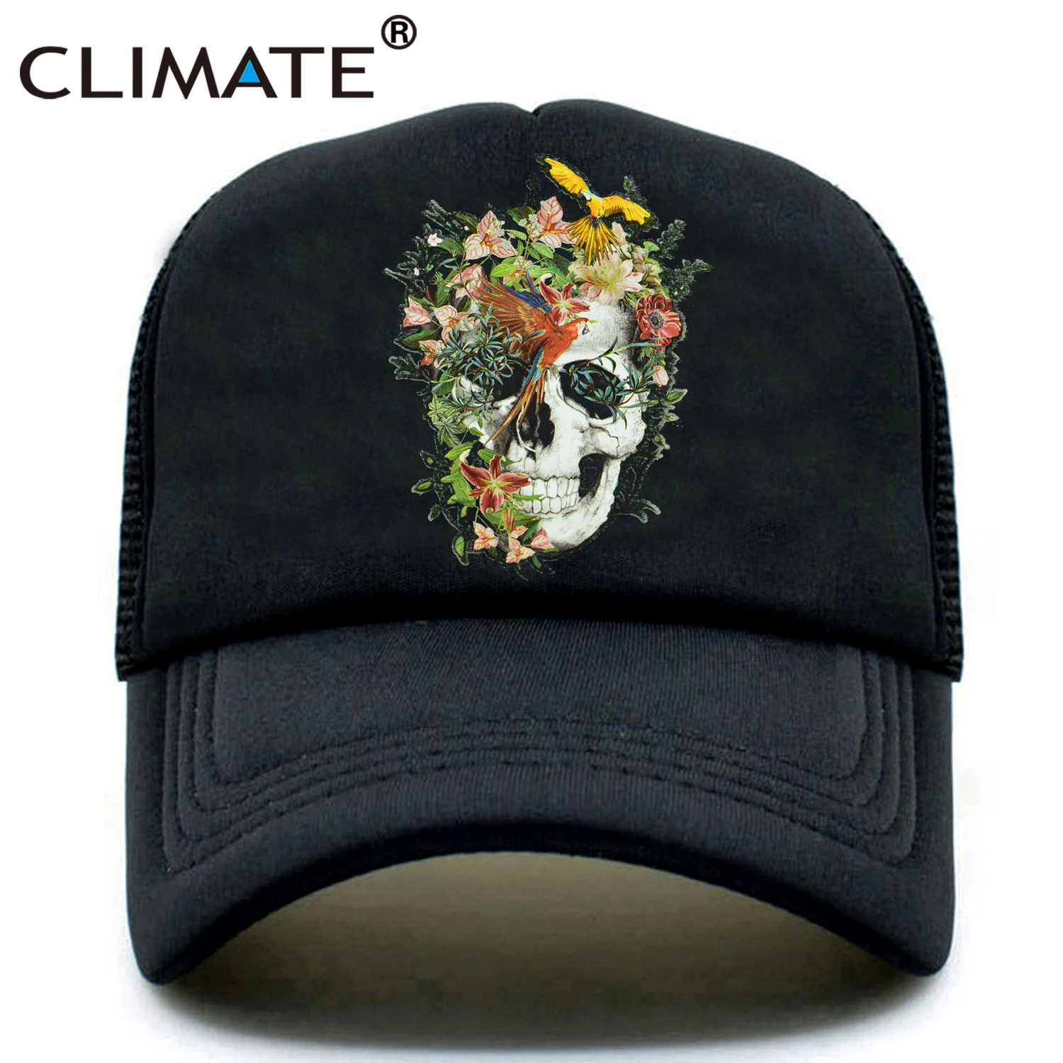 Бейсболка CLIMATE Flower для мужчин Стильная кепка с черепом в стиле хип хоп черная