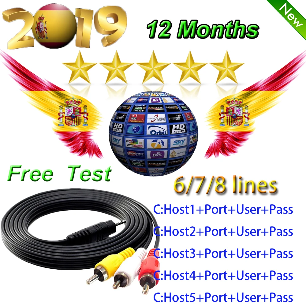

Spain Receptor For 6/7/8 Clines for 1 Year Europe support Satellite TV Receiver GTmedia V8 Nova V7S V9 Freesat V7 Ccam Italy