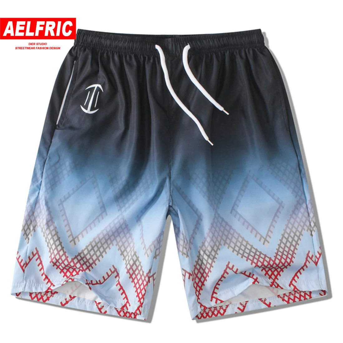 AELFRIC мужские пляжные шорты с эластичной резинкой на талии Летняя мода хип-хоп Уличный сверхразмерный мужской бегунов длиной до колена короткие спортивные штаны