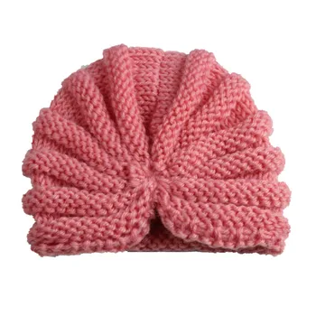

12 color Newborn Baby Boy Girl Turban knitting Beanie Hat Solid color Sleep cap Toddler Photo Props 23