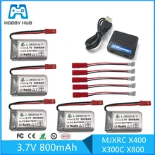 5pcs rc zangão lipo bateria jst 902540 3.7 v 800 mah lipo 1 s bateria com carregador usb conjunto para mjx x400 x300c x800 quadcopter peças