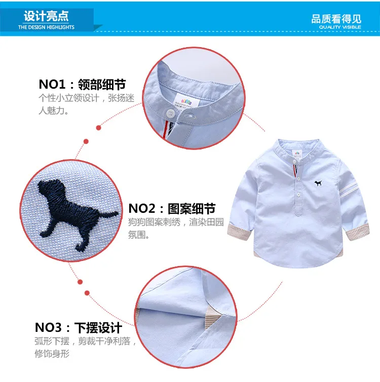 2018 Autumn Children Wear Fashion New Arrival Casual Dog Embroidery Long Sleeve Boys Shirt For2-10 Years Old (10)