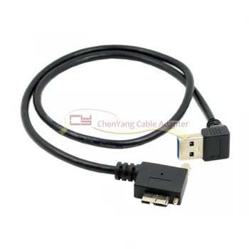 

100PCS/CY Down Direction Angled90 Degree USB 3.0 A plug to Micro B Plug Right Angled Left Angled locking screws Panel Cable 50cm