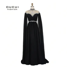 Kaftan Abiye, черное вечернее платье, с длинным рукавом, с бусинами, кристалл, шифон, официальное платье, женское элегантное платье, OL103163