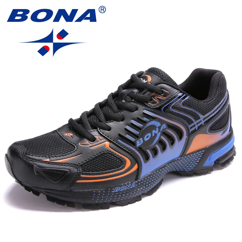 BONA/Новое поступление; популярные Стильные мужские кроссовки для бега; уличные беговые кроссовки на шнуровке; Мужская Спортивная обувь; удобная спортивная обувь