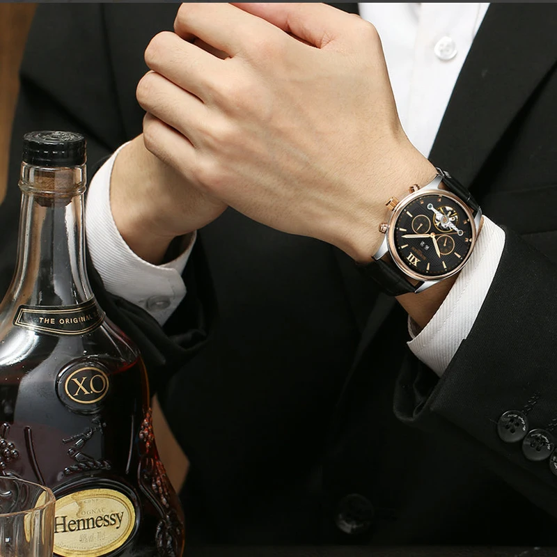 Часы KINYUED мужские механические с золотым календарем|watch brand|watch forwatches for men |