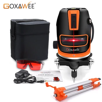 

GOXAWEE Laser Level 5 Lines 6 Points Self Leveling 360 Automatic Horizontal Vertical Lines With 5/8" Laser Level Tripod Stand