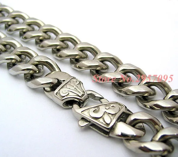 

Top Quality 316L Stainless Steel Necklace Set 15MM 24" Necklace/Bracelet Fashion Jewelry Sets Men Jewelry