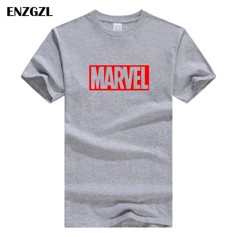 ENZGZL одежда летние футболки мужские MARVEL хлопок короткий рукав Футболка облегающая Мужская футболка с круглым вырезом XS S M L XL уличная одежда - Цвет: D-R-GRAY