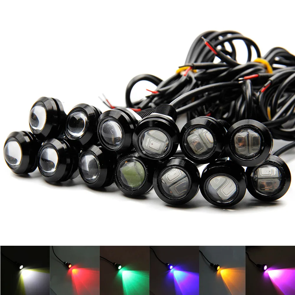 

2PC 2LED 9W 12V LED Eagle Eye Colorful Backup Light Foglight headlight Bulb White Light with cable