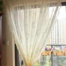 American custom retro Korea lace gauze wavy Embroidery Custom bedroom living room tulle sheer curtain