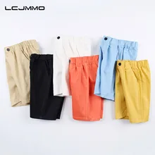 LCJMMO Шорты для маленьких мальчиков летние однотонные повседневные хлопковые белые шорты для маленьких мальчиков детские штаны с эластичной резинкой на талии, брюки, 80 до 130 см