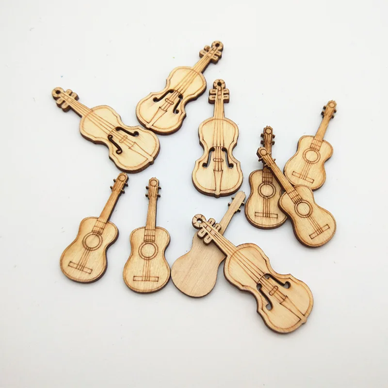 WISHMETYOU 12 шт. гитарные Вырубные деревянные ломтики, подвесные настенные деревянные украшения, аксессуары для рукоделия, принадлежности для гитары