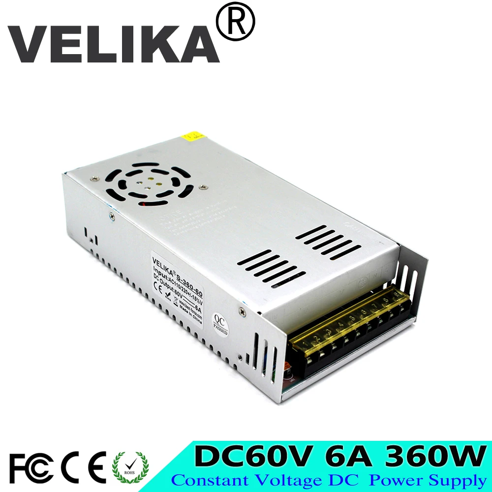 Трансформаторы освещения DC12V DC15V DC18V DC24V DC36V DC48V DC60V 360 W Питание переменного тока в SMPS постоянного тока для светодиодные лампы CCTV Stpper двигателя