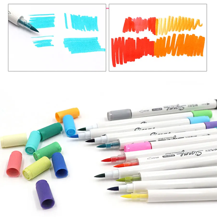 M& G две головки акварельные кисти маркеры ручки для рисования цветные толи художественный маркер карандаш школьные художественные канцелярские принадлежности офисные