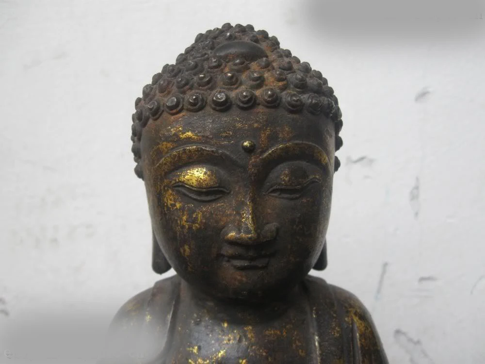 

DS China copper Bronze Gild Buddhism Sit Sakyamuni Buddha Sculpture Statue