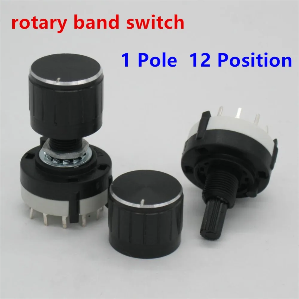 

2pcs RS26 1 Pole Position 12 Selectable Band Rotary Channel Selector Switch Single Deck Rotary Switch Band Selector +2pcs knob