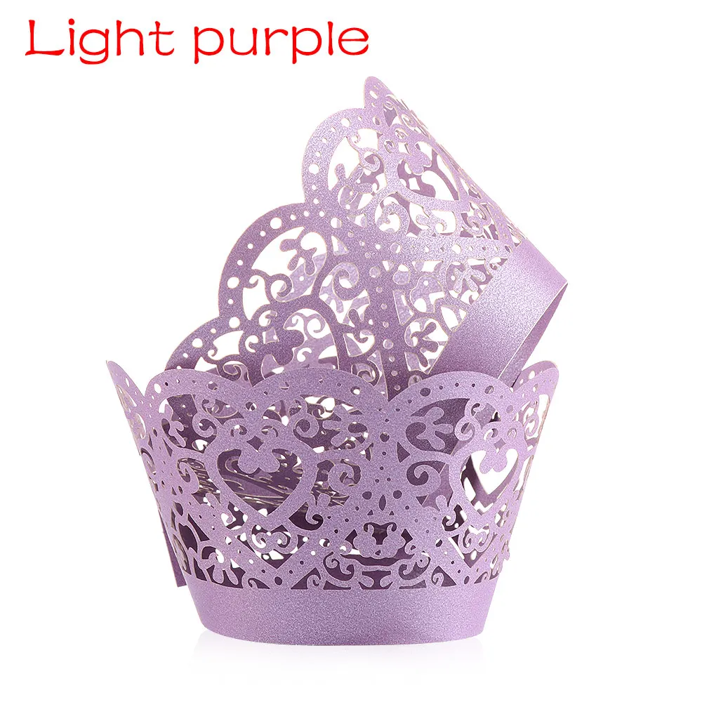 12Pcs/Lot Little Vine Lace Laser Cut Cupcake Wrapper Liner Baking Cup Hollow Paper Cake Cup DIY Baking Fondant Cupcake - Цвет: light purple style2