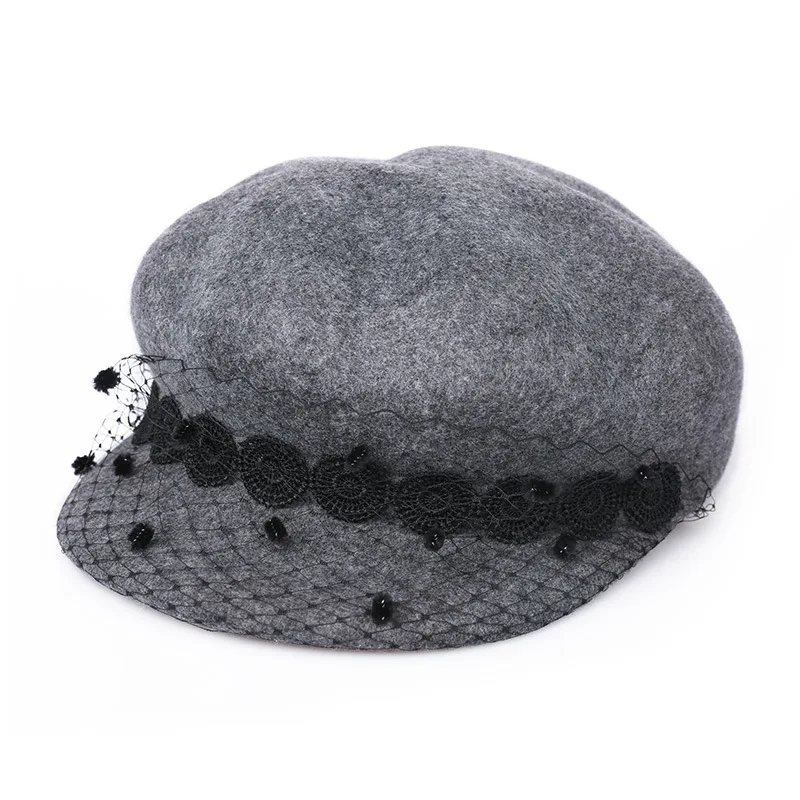 Весенне-зимний женский Французский Берет Кепка шерстяные фетровые шляпы осенние ретро элегантные женские шапки Newsboy теплая шляпа серый черный верблюжий