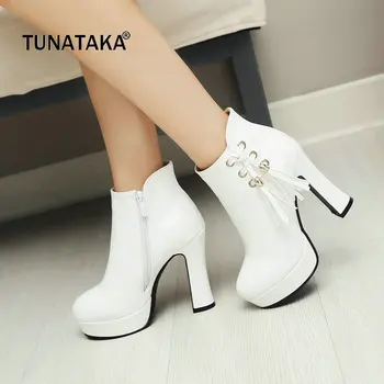 

Fashion Fringe Ankle Boots for Women Platform High Heel Woman Boots Zipper Dress Party Winter Shoes Black Red White