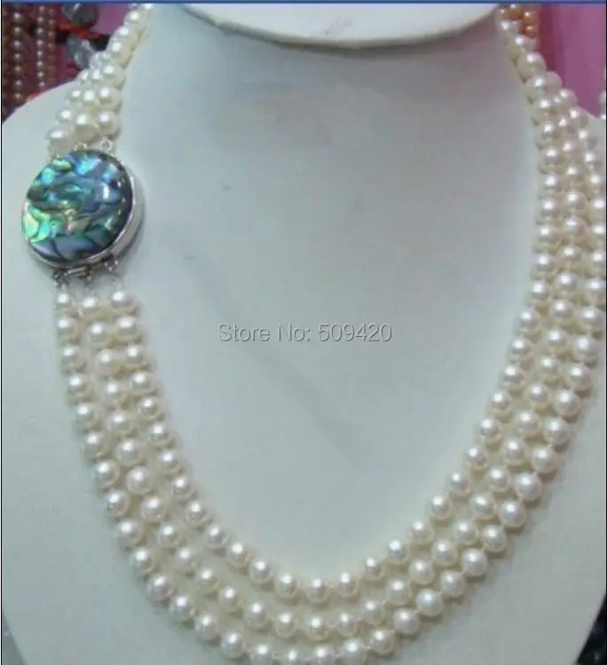 

Free Shipping >>>>triple strands AAA 8-9MM SOUTH SEA WHITE PEARL NECKLACE 17-19