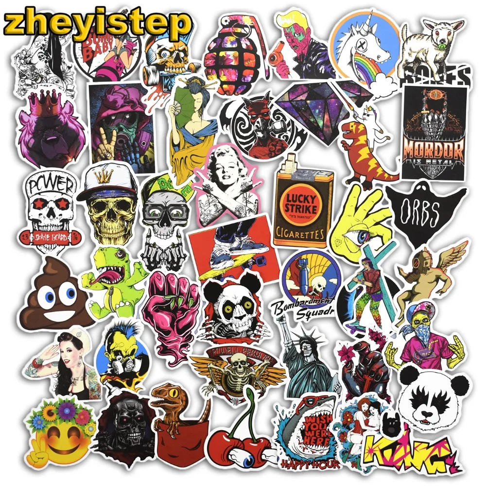 

100 Pcs Funny Mixed Stickers Graffiti Sticker for Laptop Guitar Skateboard Luggage Bike Car Brand PVC JDM Waterproof Sticker #02