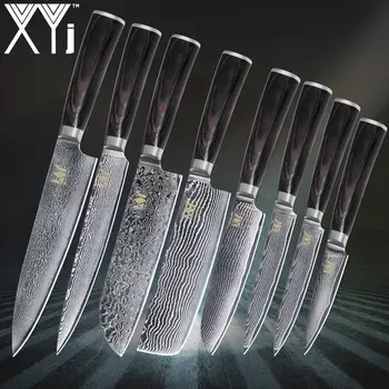 

XYj Damascus Steel Pattern Blade Kitchen Knife New Arrival 2018 Damascus Knives 3.5" 4.5" 5" 5" 7" 7" 8" 8" Kitchen Kives Tools