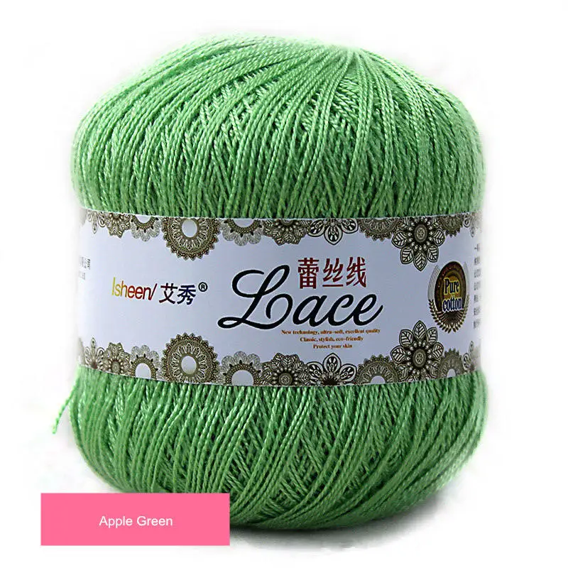 50 g/ball 8# Lace Crochet Thread Cotton Wool Fine Yarns Embroidery Crochet Knitting Lace Jewelry DIY Hand Knitting Threads - Цвет: Apple green