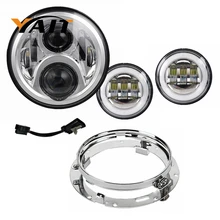 7 “LED Faro Del Faro e 4.5” Led Passando Lampade con DRL & Anello Adattatore Per Touring Electra Glide Road king Street Glide