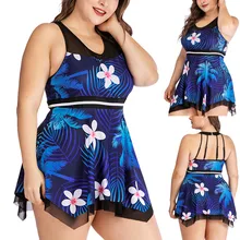 2019 bañador de talla grande para mujer, Traje de baño floral verde de una pieza para mujer, bañador Vintage con hojas grandes, bañador para mujer 2,0