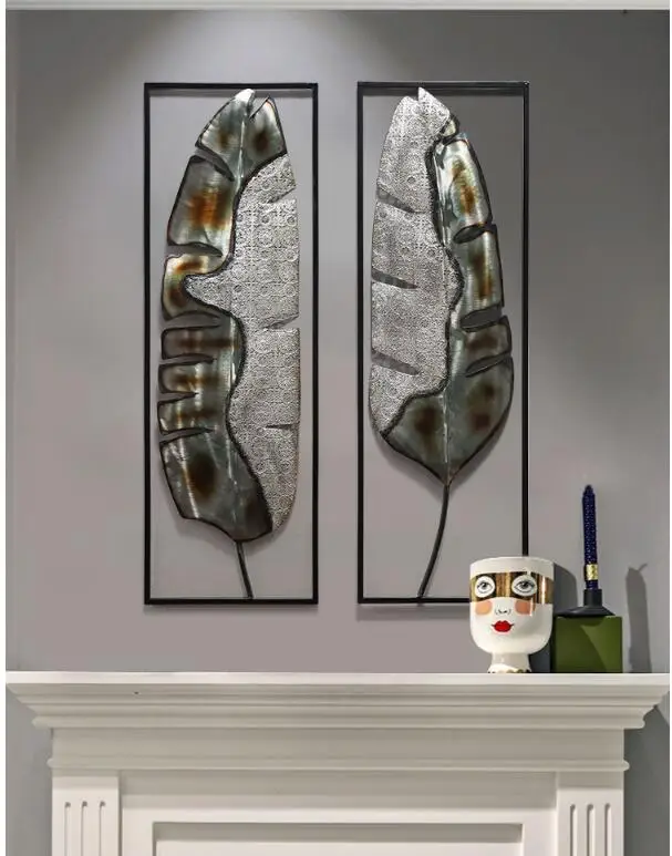 Американский кованого железа настенный лист форма ремесла украшения дома гостиной крыльцо 3D стикер на стену металлические настенные украшения Искусство