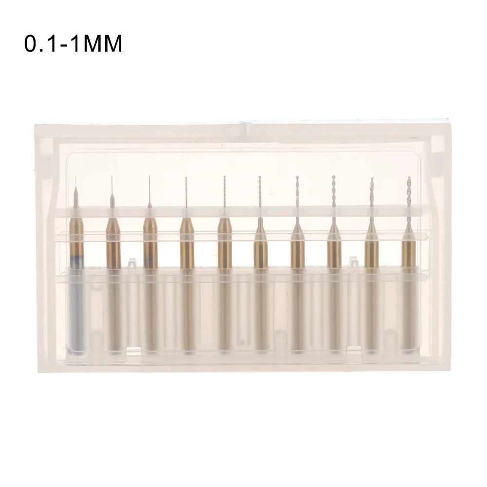 

10pcs 0.1-1mm Titanium Coated Tungsten Carbide Micro PCB Drill Bits for PCB Circuit Board Titanium Coated Tungsten