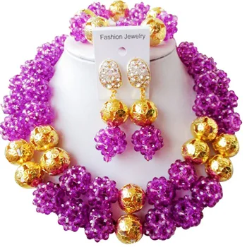 

High Cost Performance Purple African Style Crystal Jewelry Sets for Lovers Engagement 2C-SJJS-02