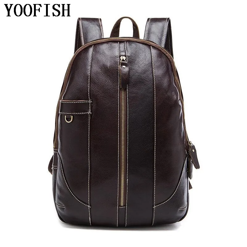 

Genuine Leather Backpack Men Casual Travel Backpacks School Shoulder Bags big capacity backpack leather bag free shipping