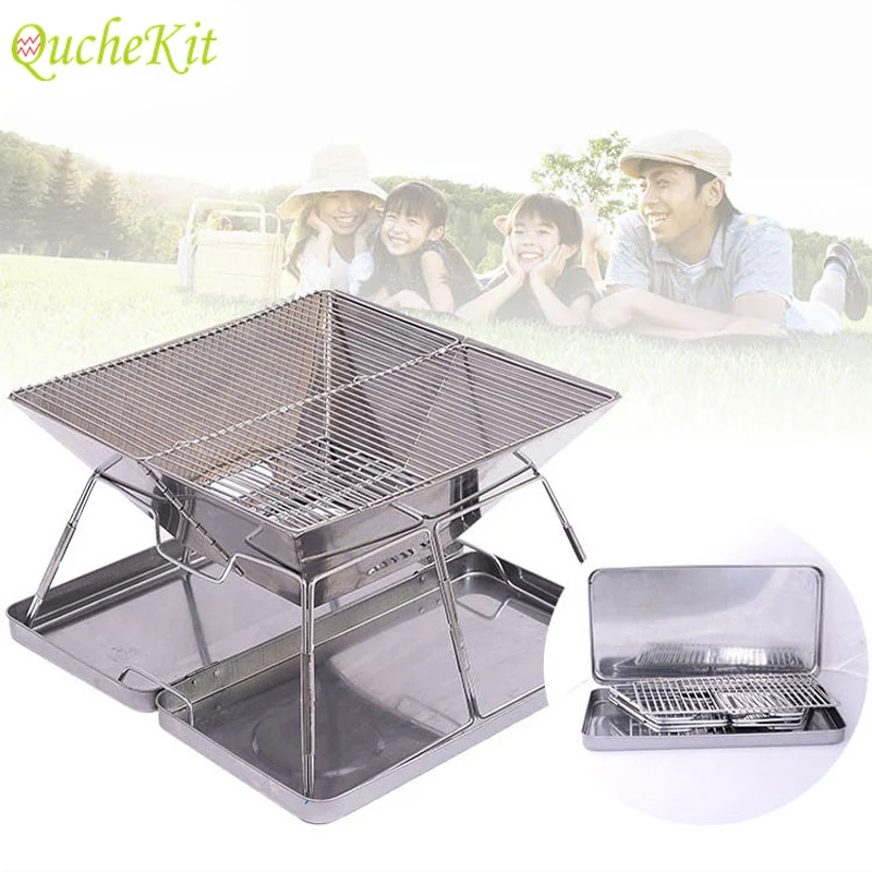 Folding Stainless Steel BBQ Grill Portable Camping Grills Outdoor
