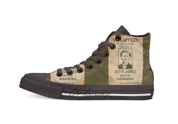 

Jesse James Wanted Poster Novelty Design Casual Canvas Shoes Custom shoes Drop Shipping