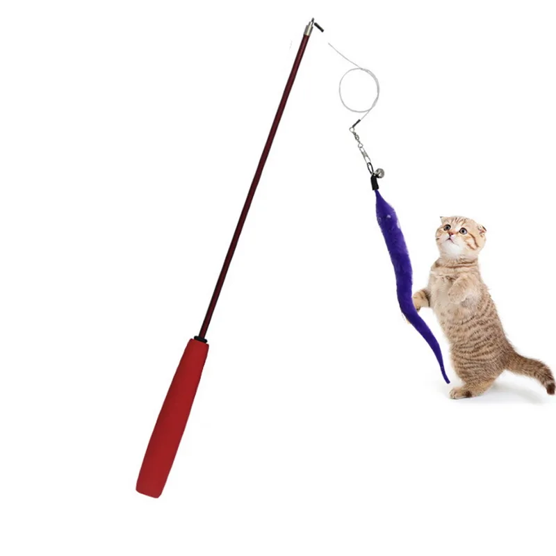 Hoomall 1 упаковка забавные игрушки для кошек рыболовная палка случайный цвет перо