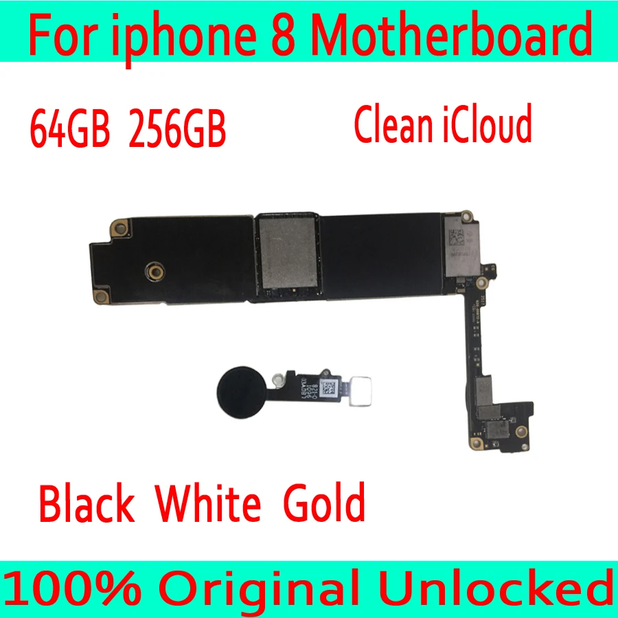 

with Clean iCoud for iphone 8 Motherboard with Touch ID,Good Tested for iphone 8 Circui board Original unlocked,64GB /256GB