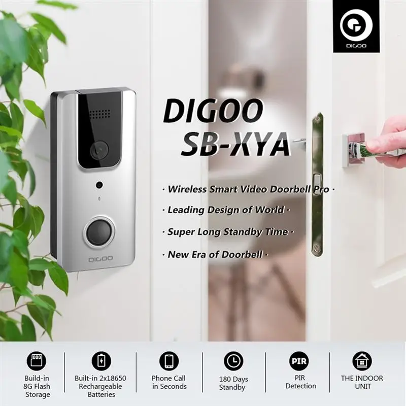 Digoo SB-XYA XYA Беспроводной Full HD 1080P bluetooth/wifi видео дверной звонок безопасности домашний датчик перезаряжаемый дверной Звонок камера