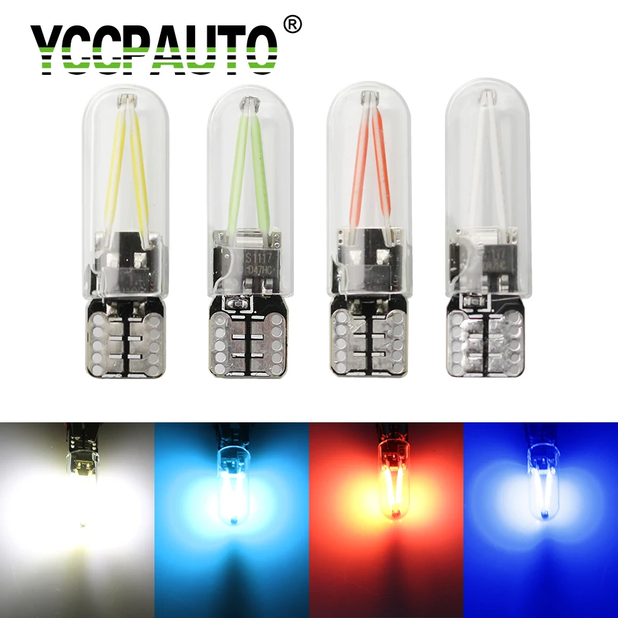 YCCPAUTO T10 LED 194 168 WY5W W5W COB лампы накаливания стеклянная лампа Canbus без ошибок