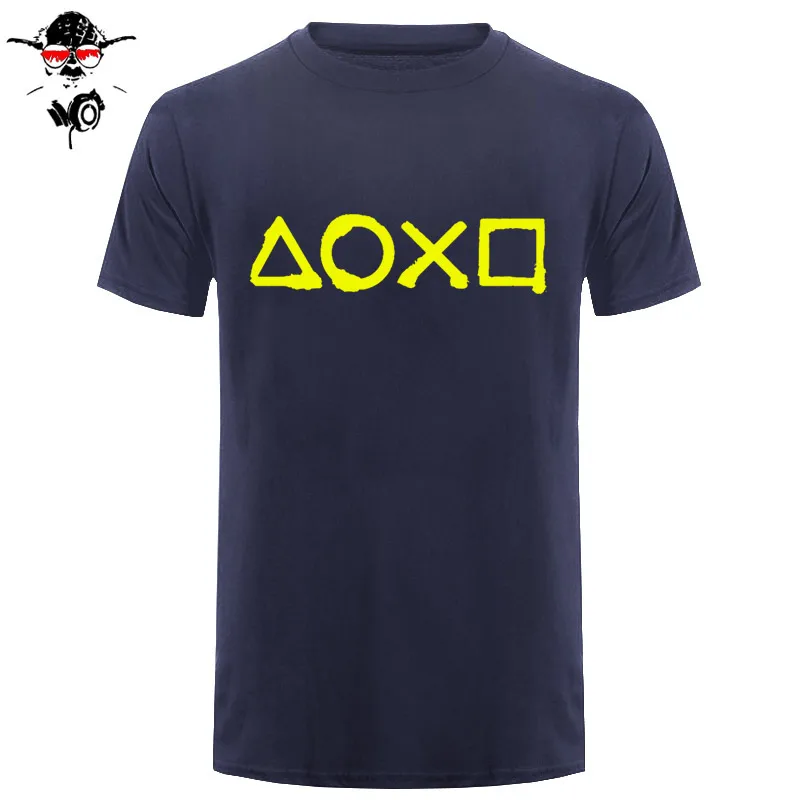 Новая Мужская хлопковая футболка с пуговицами Playstation, Повседневная футболка, мужские футболки