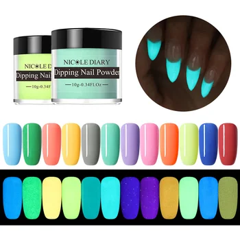 

NICOLE DIARY 10g Dipping Nail Powder Fluorescent Glitter Night Luminous Shining Pigment Dust Natural Dry Nail Art Decoration