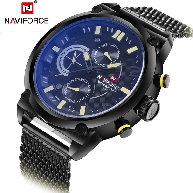 Модные Повседневное Для мужчин S часы Топ Элитный бренд naviforce Военная Кварцевые часы Для мужчин Водонепроницаемый наручные часы Relogio Masculino