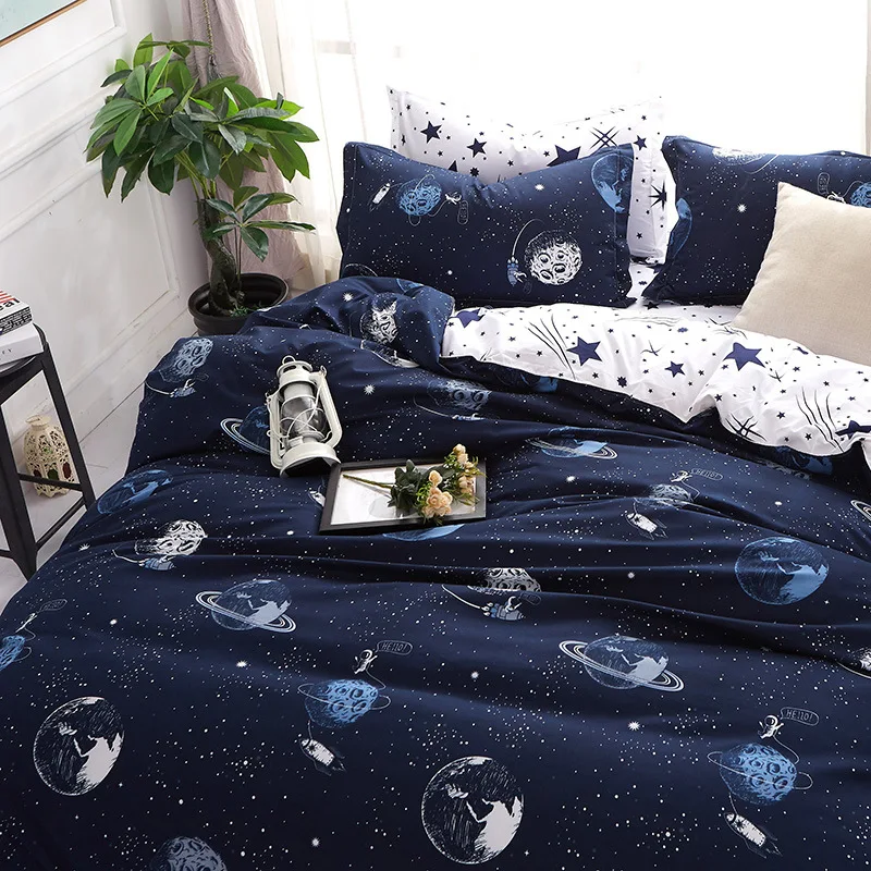 3D постельное бельё Звездные войны Набор пододеяльников для пуховых одеял синий белый 4 шт. мультфильм новая мода кровать простыни