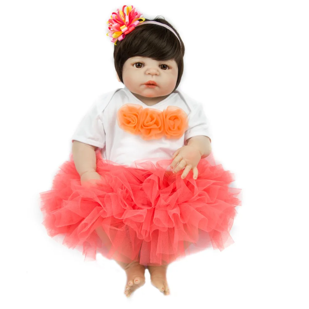 

forrsdor 57cm new arrival simulation newborn baby girl with Short-sleeved color skirt full silicone reborn baby dolls