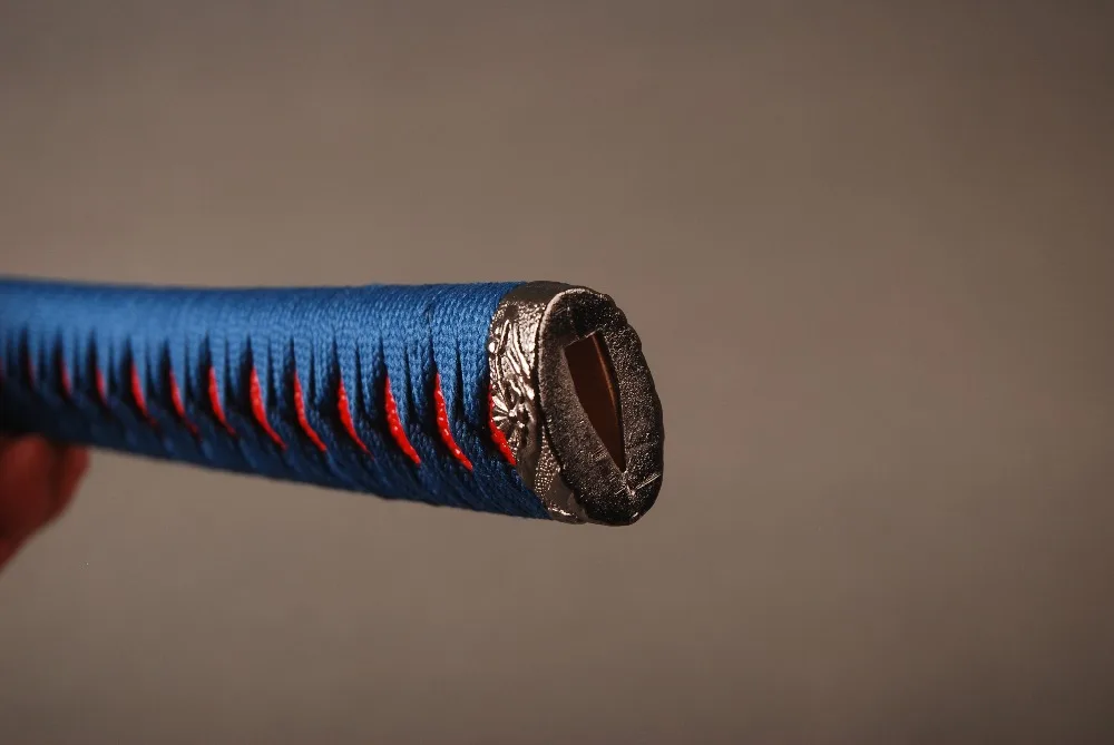 Красивый Меч с подходящей ручкой Tsuka для японской Самурайской Катаны синий шелк