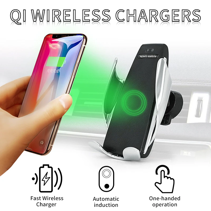 Automatic Clamping Wireless Car Charger Type C 10W Fast Charging Mount